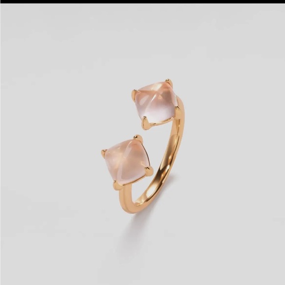 373. Pink Rose quartz natural crystal ring 925 Sterling Silver